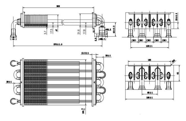 Теплообменник битермический Ferroli Domiproject C32, Fereasy C32 (аналог 39819910) — изображение 3