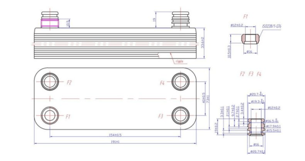 Теплообменник ГВС Vaillant (20 пластин) MAX Pro-Plus 32 кВт, 36 кВт VUW /2, R1, R3, (аналог 065153) — изображение 2