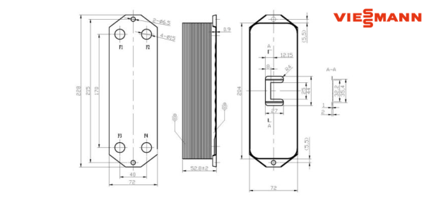 Теплообменник ГВС (14 пластин) Viessmann Vitopend 100 WH0A (аналог 7822799) — изображение 2