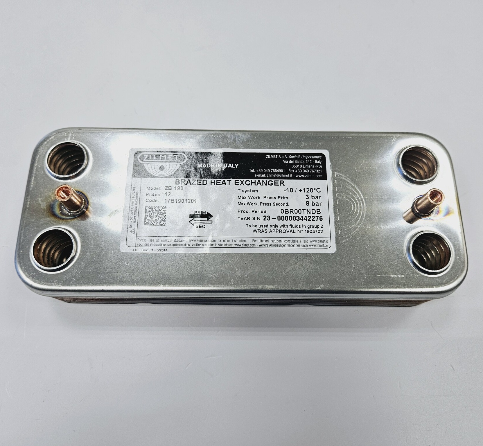 Теплообменник ГВС Beretta Super Exclusive, City, Mynute 24kw R8036 12 пластин (Zilmet 17B1901201) — изображение 6