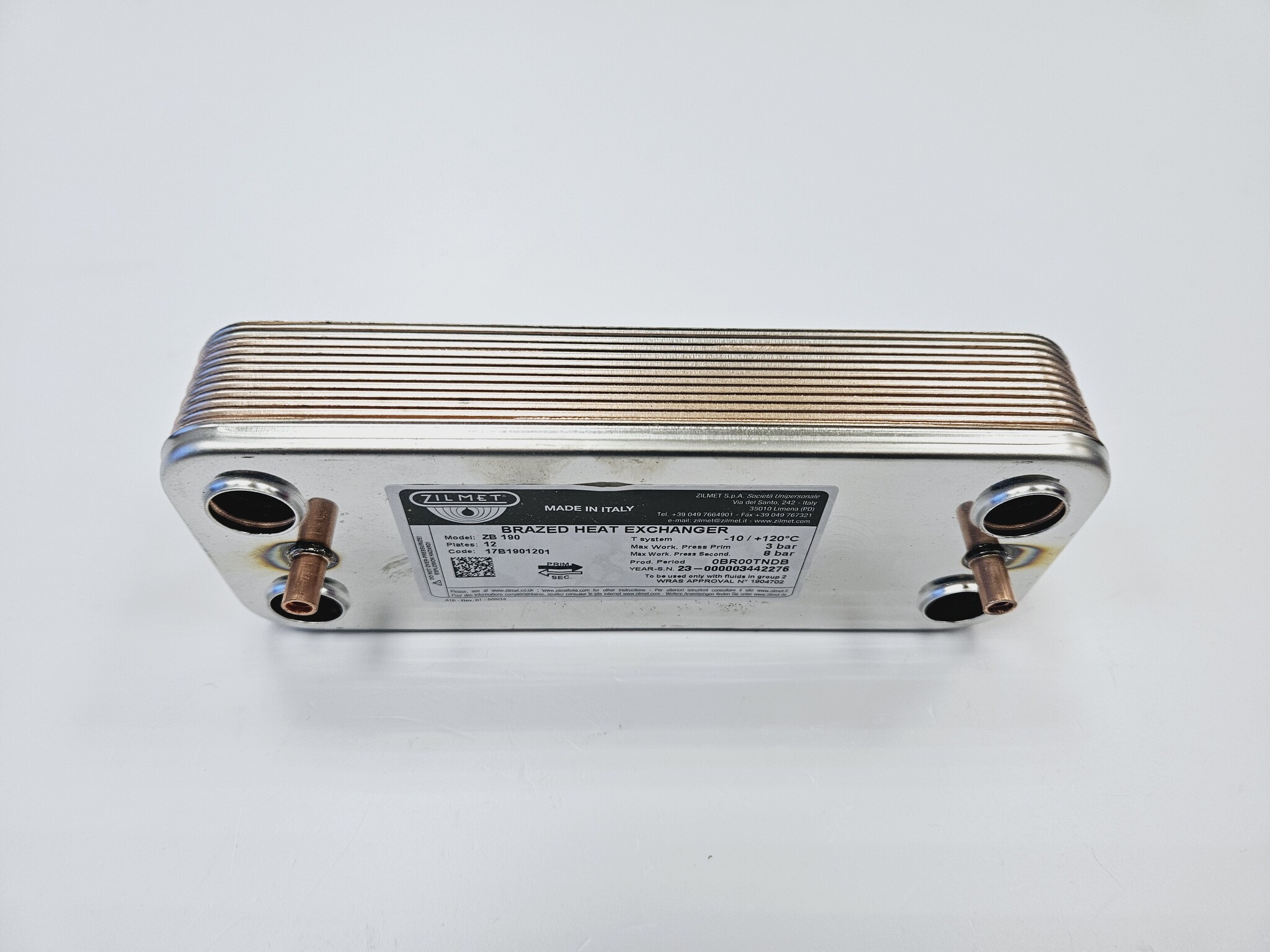 Теплообменник ГВС Beretta Super Exclusive, City, Mynute 24kw R8036 12 пластин (Zilmet 17B1901201) — изображение 4