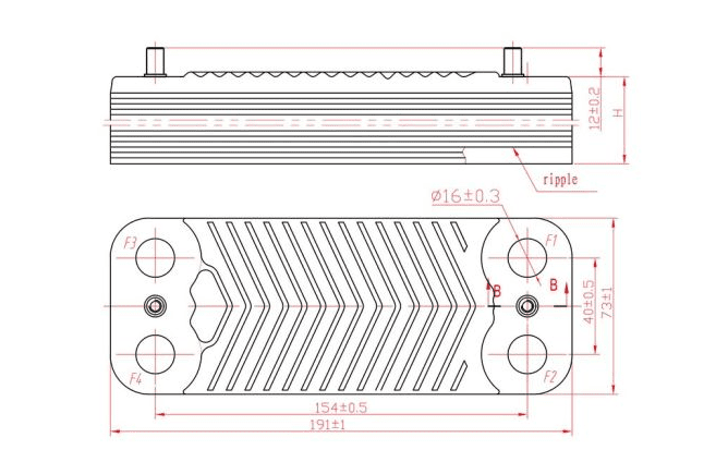 Теплообменник ГВС (14 пластин) Bosch Euroline ZW23-KE/AE (аналог 8705406264) — изображение 4