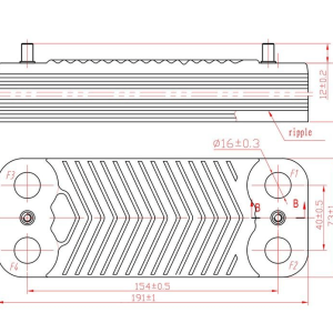 Теплообменник ГВС 16 пластин Viessmann Vitopend 100 WH1D 24 кВт, Vitodens 100WB1B (аналог 7828745)