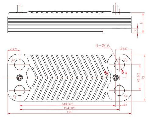 Теплообменник ГВС Protherm Пантера v15, v17 12 пл. (аналог 0020043598) — изображение 5